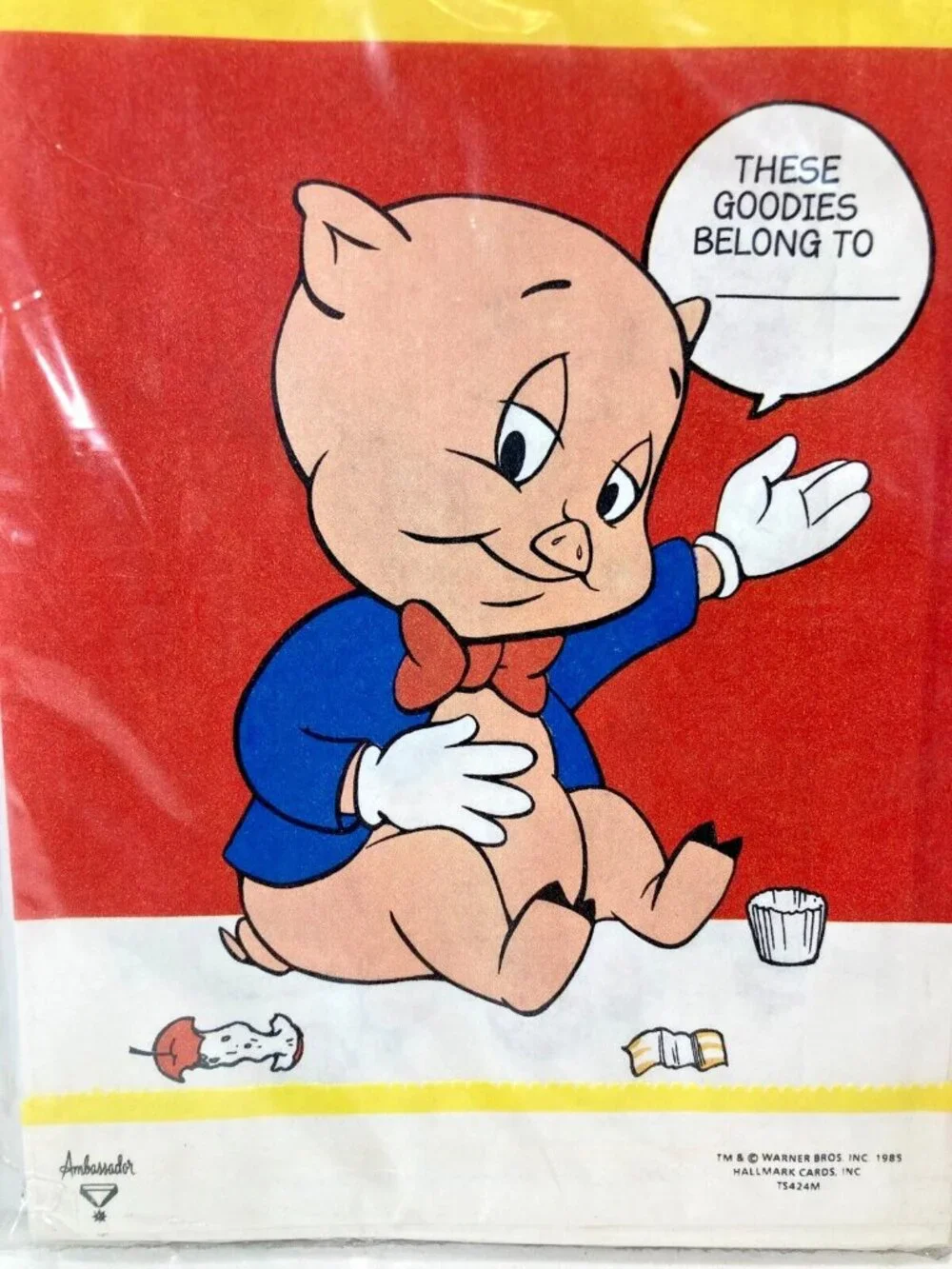 Vintage 1985 Porky Pig Looney Tunes Party Favor Goody Bags Treat Sacks Birthday